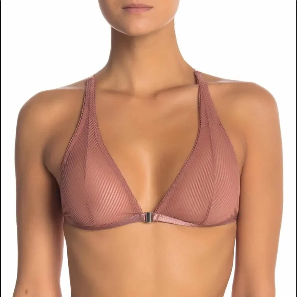 FREE PEOPLE Womens XS Intimately Nadia Bralette Bundle Nude Black Front Open